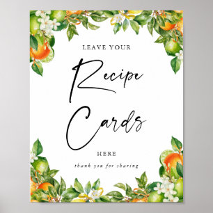 Affiche Cartes de recettes Citrus citron orange
