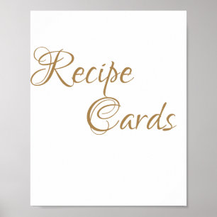 Affiche Cartes de recettes de calligraphie dorée Signe de