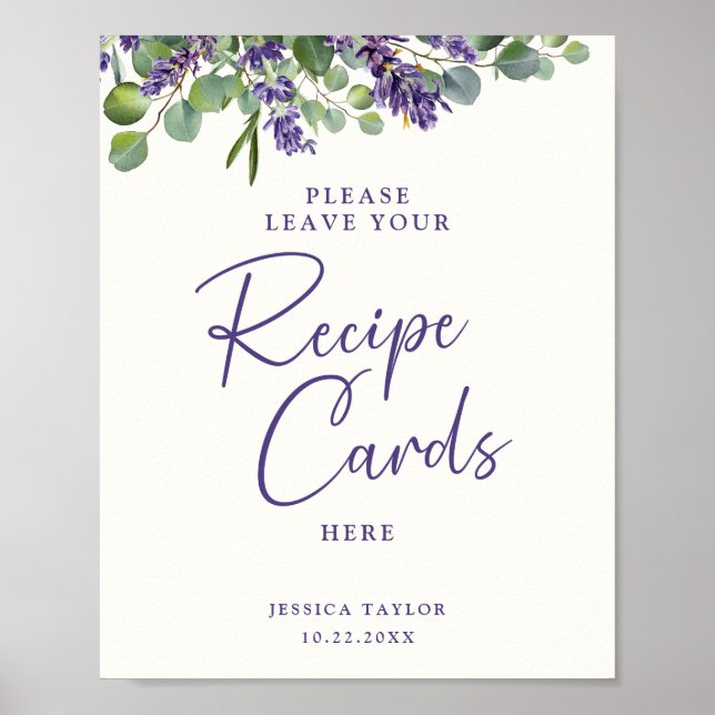 Affiche Cartes de recettes de douche de mariée florale élé (Devant)
