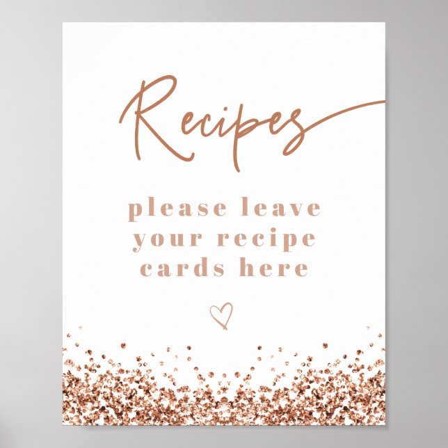 Affiche Cartes de recettes de mariage REGINA Rose Gold Seq (Devant)