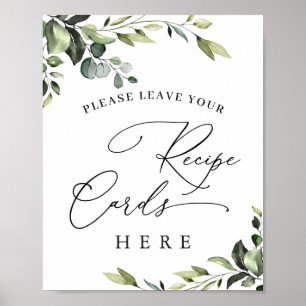 Affiche Cartes de recettes élégantes d'eucalyptus pour la