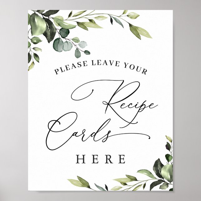Affiche Cartes de recettes élégantes d'eucalyptus pour la  (Devant)