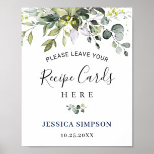 Affiche Cartes de recettes élégantes d'eucalyptus pour une