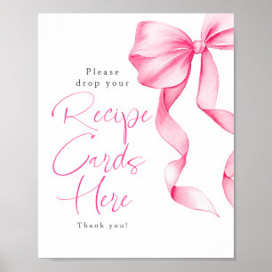 Affiche Cartes de recettes Nœud rose blush Mariage Signe