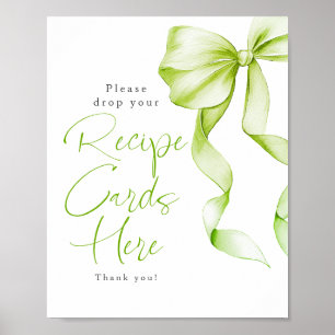 Affiche Cartes de recettes Nœud vert sauge Signe de douche