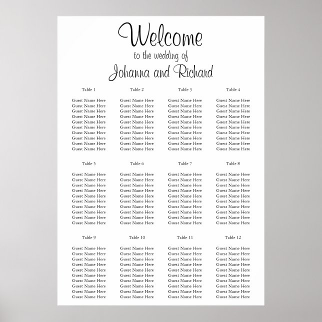 Affiche Cartes de sièges blanches simples et essentielles (Devant)