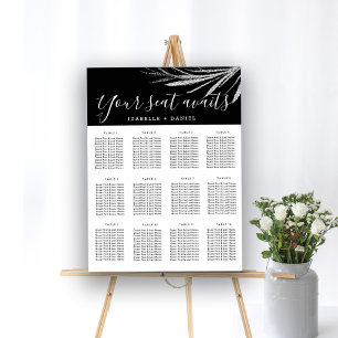 Affiche Cartes de sièges Mariage en argent noir et blanc