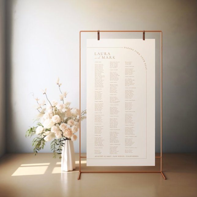 Affiche Cartes de sièges modernes Mariage 180 Noms d'hôtes (Modern Seating Charts Wedding 180 Guest Names)