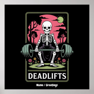 Affiche Cartes de Tarot Deadlifts Drôle Skeleton Design d'