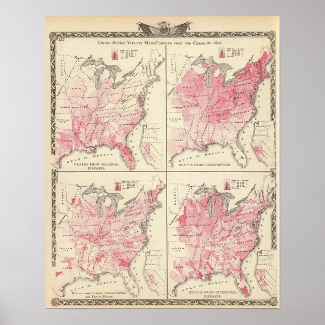 Affiche Cartes de vitalité des États-Unis (Devant)