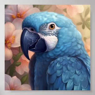 Affiche Cartes de voeux Blue Parrot