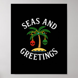 Affiche Cartes de vœux de fêtes de fin d'année Pirate de p