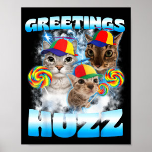 Affiche Cartes de vœux de mème de chat Huzz Drôle Amoureux