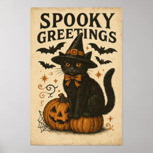 Affiche Cartes de vœux Halloween épouvantables vintage