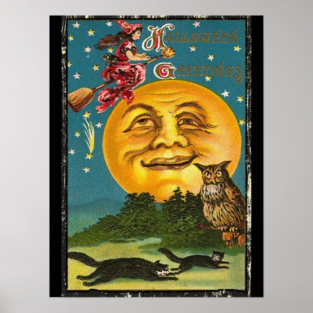 Affiche Cartes de vœux Halloween vintage (Devant)