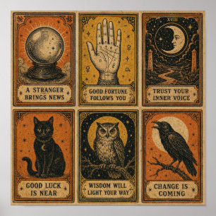 Affiche Cartes de Voyante Vintage pour Halloween