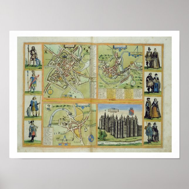 Affiche Cartes de York, Shrewsbury, Lancaster et Richmond, (Devant)