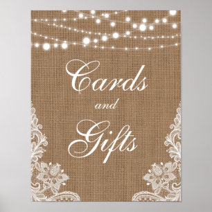 Affiche Cartes Dentelles Rustiques Mariage Burlap