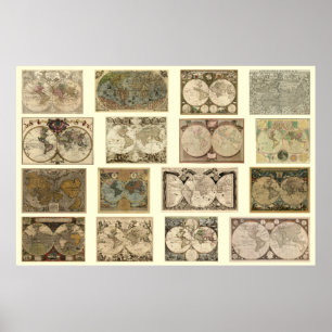 Affiche Cartes du Vieux Monde - 16 cartes de plus de siècl