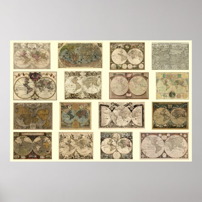 Affiche Cartes du Vieux Monde - 16 cartes de plus de siècl (Devant)