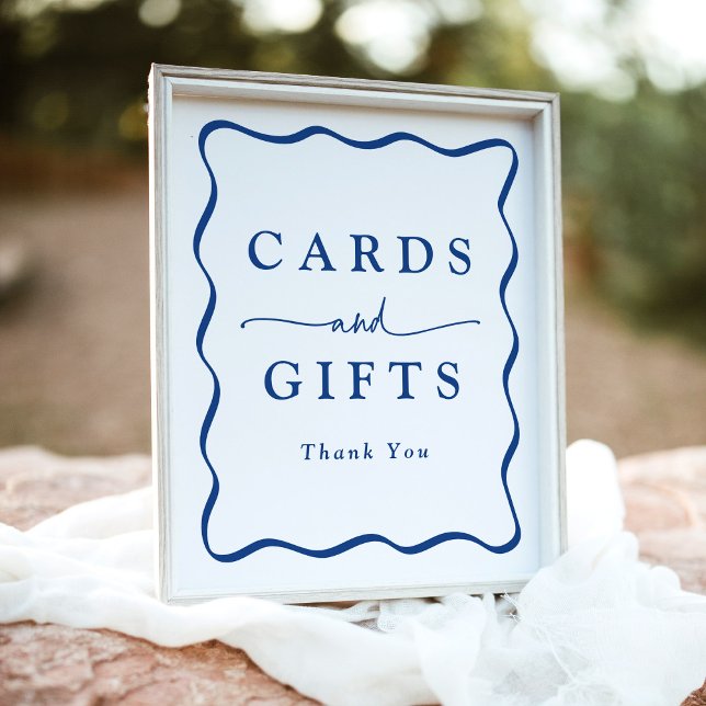 Affiche Cartes et Cadeaux à Cadre Ondulé Bleu Moderne (Créateur téléchargé)