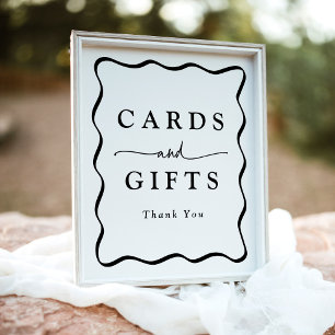 Affiche Cartes et Cadeaux à Cadre Ondulé Crème et Noir Mod