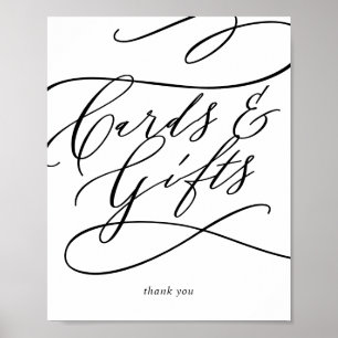 Affiche Cartes et cadeaux à flourish de calligraphie roman