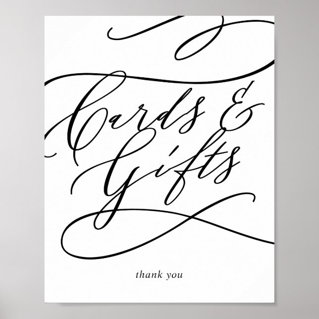 Affiche Cartes et cadeaux à flourish de calligraphie roman (Devant)