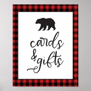 Affiche Cartes et cadeaux à motif carreaux rouge et noir a