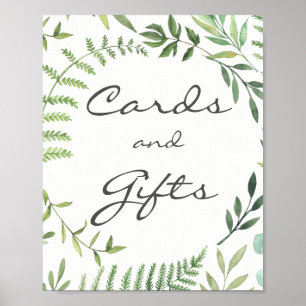 Affiche Cartes et cadeaux à motif de feuille aquarelle Aff