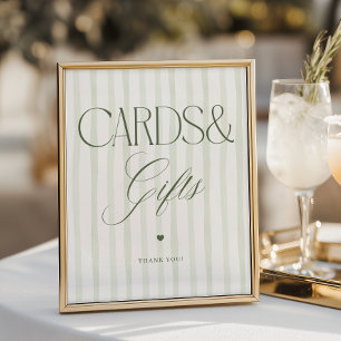 Affiche Cartes et cadeaux à rayures vertes Luxe Script