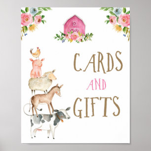 Affiche Cartes et cadeaux Animaux de ferme Grange Fille An