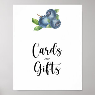 Affiche Cartes et cadeaux aquarelle myrtille baby shower