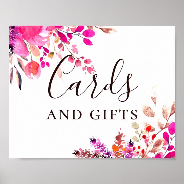 Affiche Cartes et cadeaux. Aquarelle rose mariage Po (Devant)