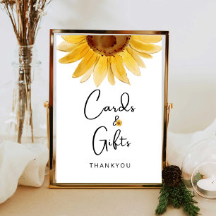 Affiche Cartes et cadeaux aquarelle tournesol aquarelle