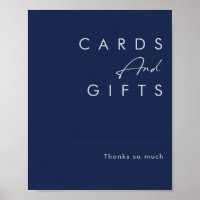 Cartes et cadeaux argentés bleu marine minimaliste