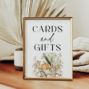 Affiche Cartes et cadeaux Automne Petit Baby shower Citrou