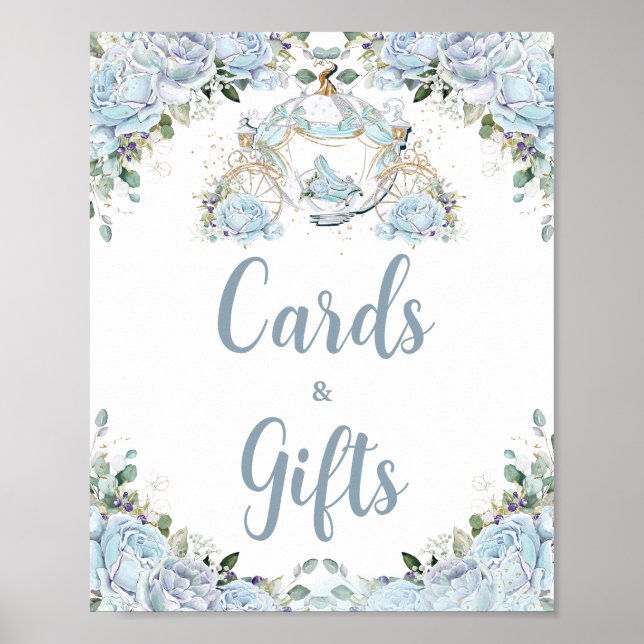 Affiche Cartes et Cadeaux Baby Blue Roses Princess Carriag (Devant)