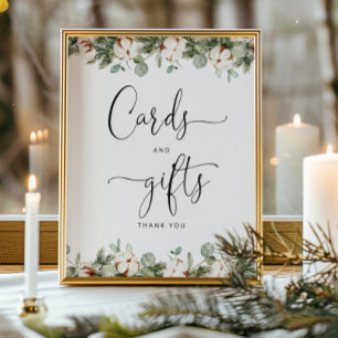 Affiche Cartes et cadeaux baby showers à feuillage persist