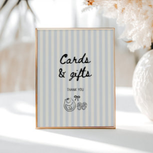 Affiche Cartes et cadeaux Baby showers Soft Blue Stripes