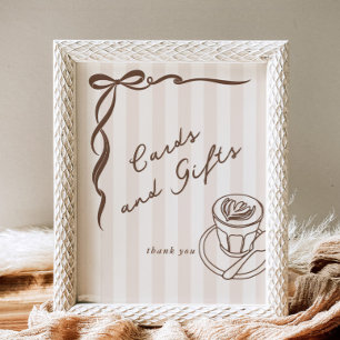 Affiche Cartes et cadeaux Bebe Cafe Marron Arc Dessiné à l