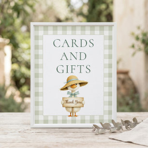 Affiche Cartes et Cadeaux Bébé Oie Idiote Gingham Sage Fêt