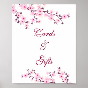 Affiche Cartes Et Cadeaux Blanches Rose Cerise Blossom Mar