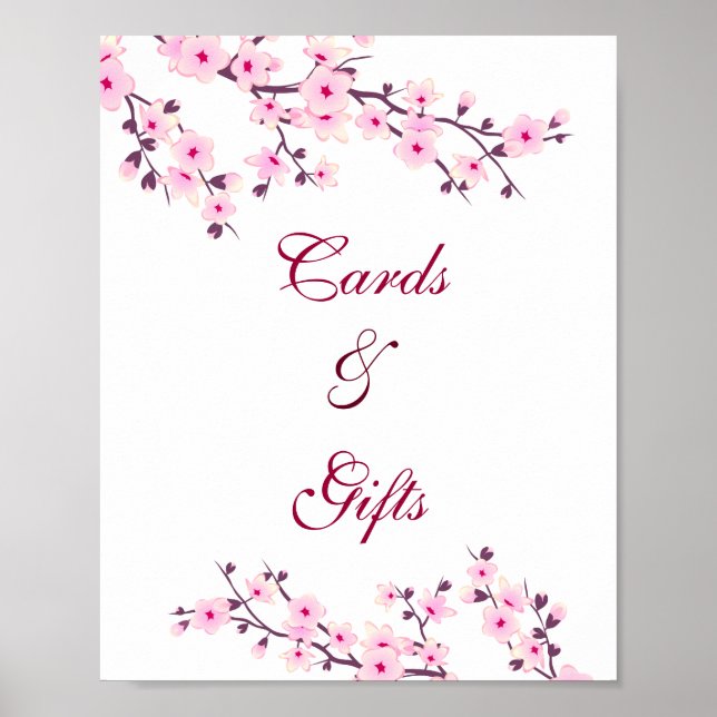 Affiche Cartes Et Cadeaux Blanches Rose Cerise Blossom Mar (Devant)