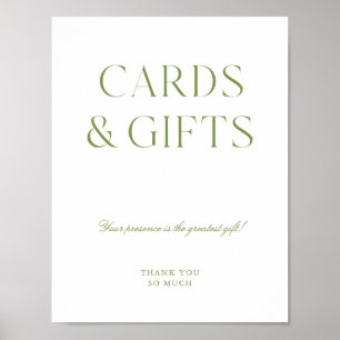 Affiche Cartes et Cadeaux Blancs & Sauge Verte Enseigne Nu