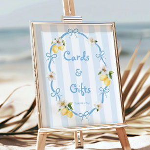 Affiche Cartes et cadeaux bleu citron méditerranéen
