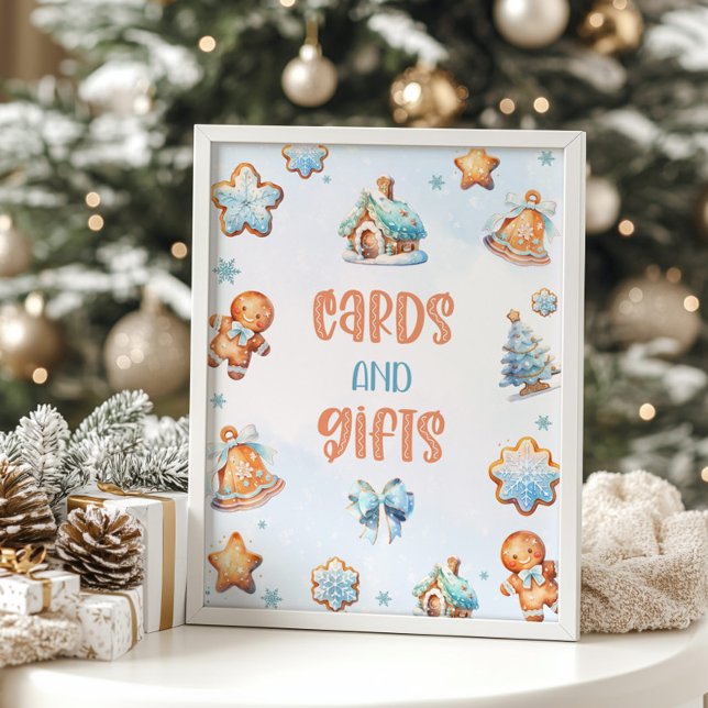 Affiche Cartes et cadeaux Bleu Cookie Noël Anniversaire (Créateur téléchargé)