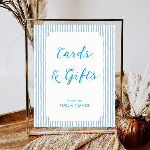 Affiche Cartes et Cadeaux Bleu Sauge Mariage Enterrement d