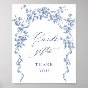 Affiche Cartes et Cadeaux Bleus Dusty Ornate Victorian