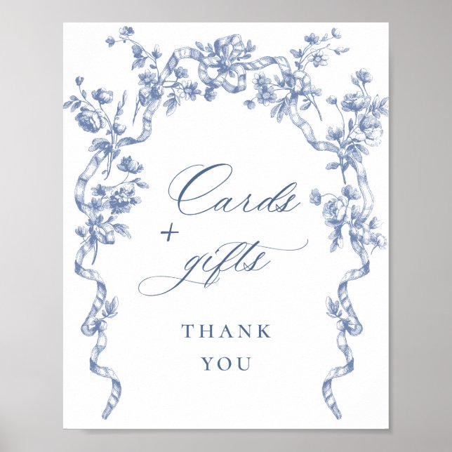 Affiche Cartes et Cadeaux Bleus Dusty Ornate Victorian (Devant)